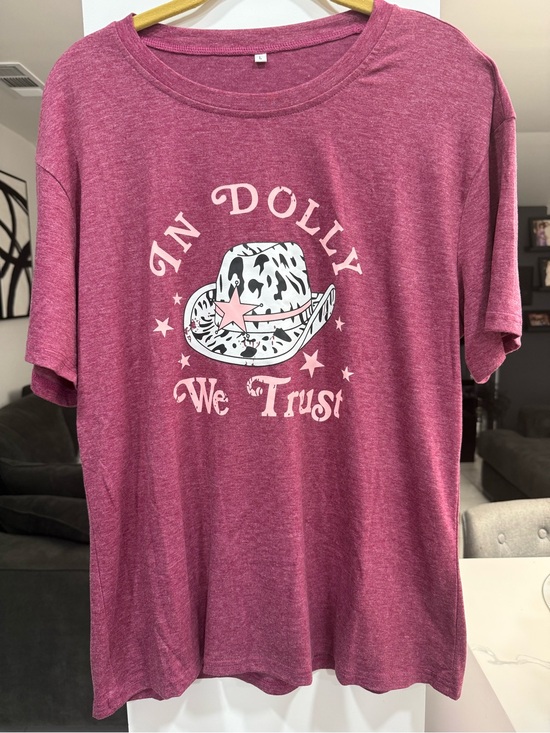 Tops - Graphic Tee IN DOLLY We Trust  - Pink Heather p2p 21